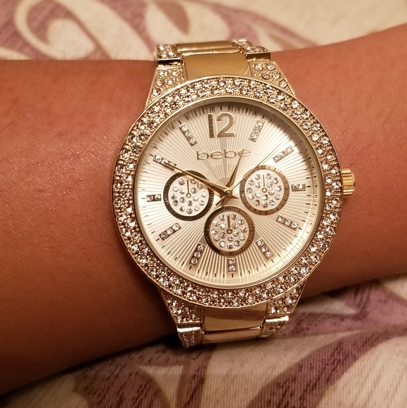 BEBE Gold Rhinestone Watch - Picture 2 of 8